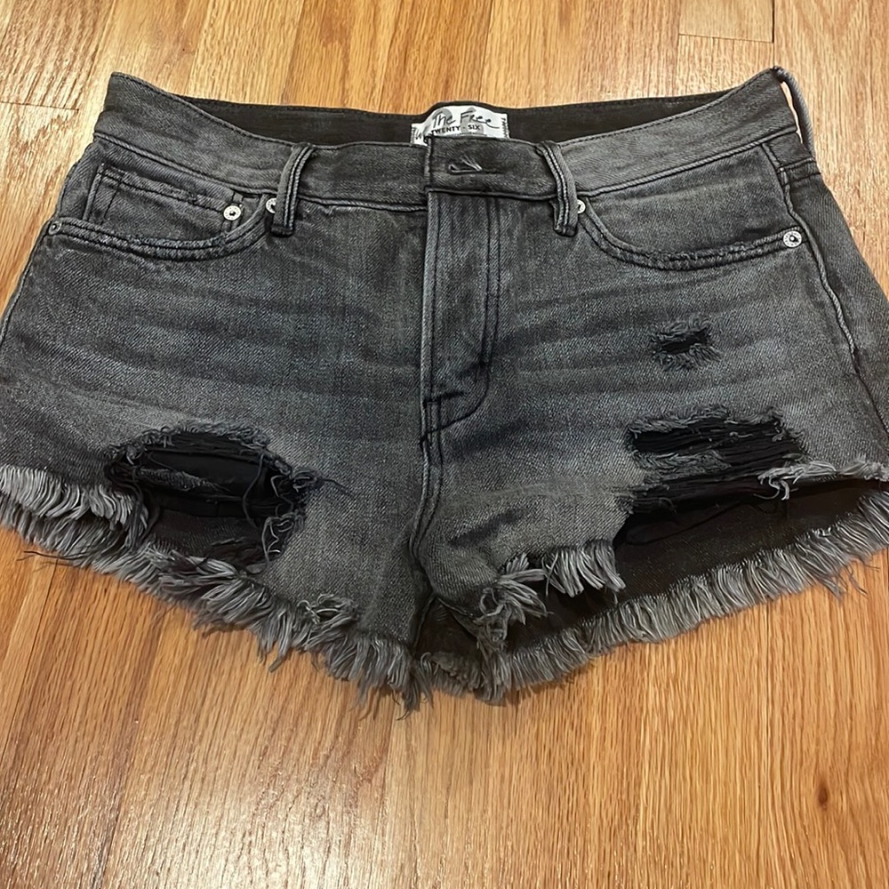 Free people living good vibrations cutoff shorts black